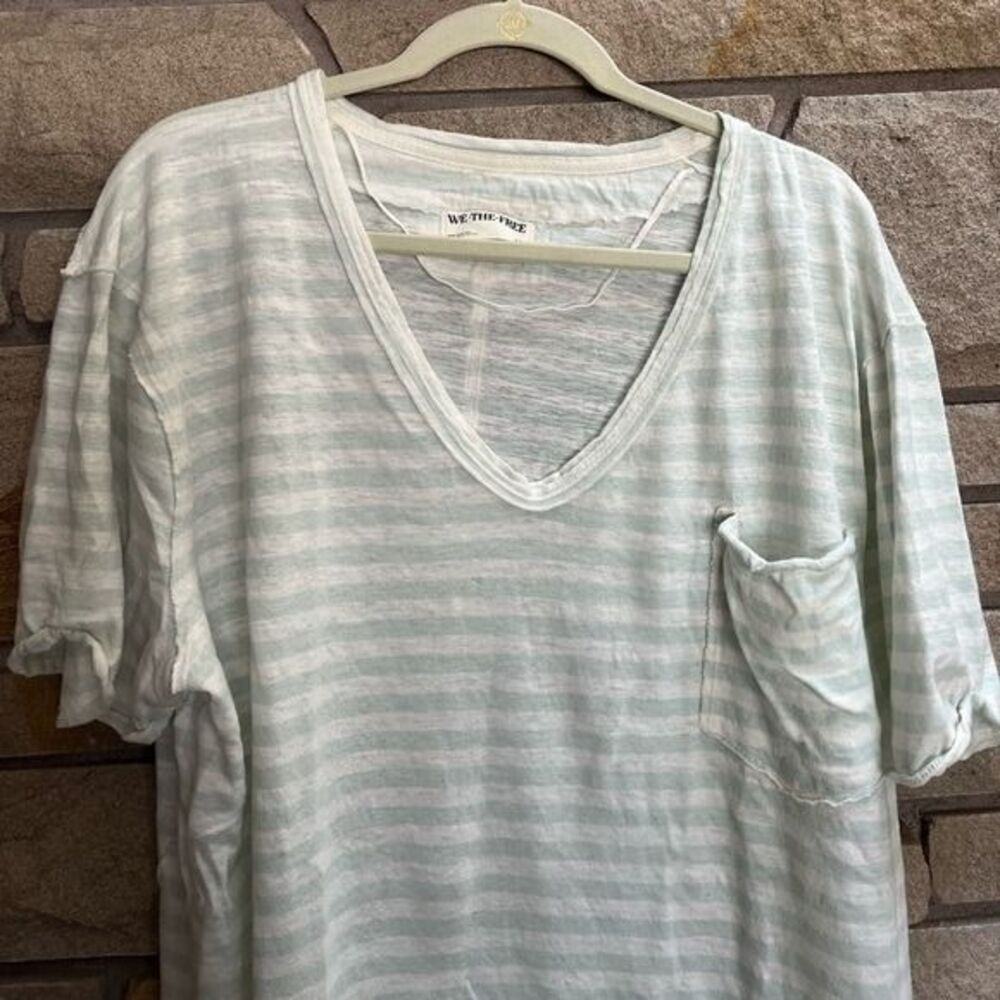 Free People All I Need Striped Short-Sleeve T-Shirt white aqua medium linen - Picture 5 of 12